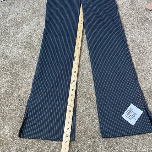 ASOS DESIGN pinstripe flare pants in gray low rise wide leg button zip up SZ 8 - Picture 9 of 12